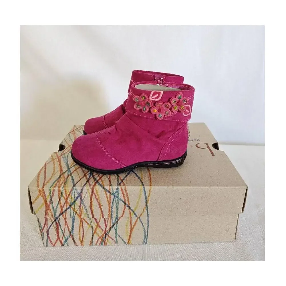 boc Boots Embroidered Fuchsia Bouquet Pink Faux Suede Soft footbed Toddler 6